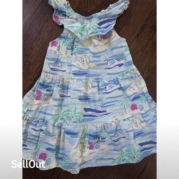Vineyard Vines for Target Girls Island Scene Midi Dress XS Multicolor Summer - Picture 5 of 7